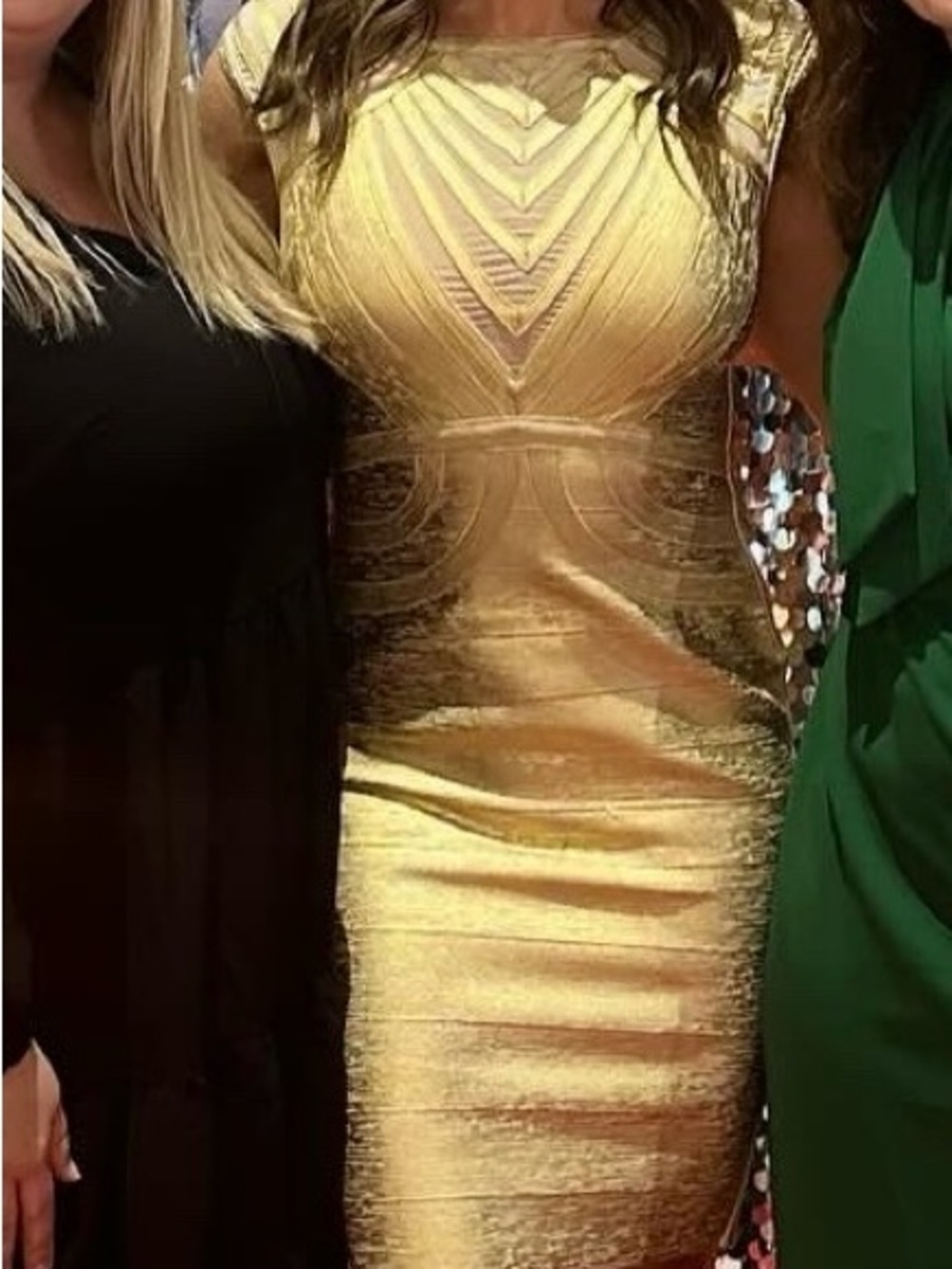 Metallic Gold Sleeveless Sheath Dress